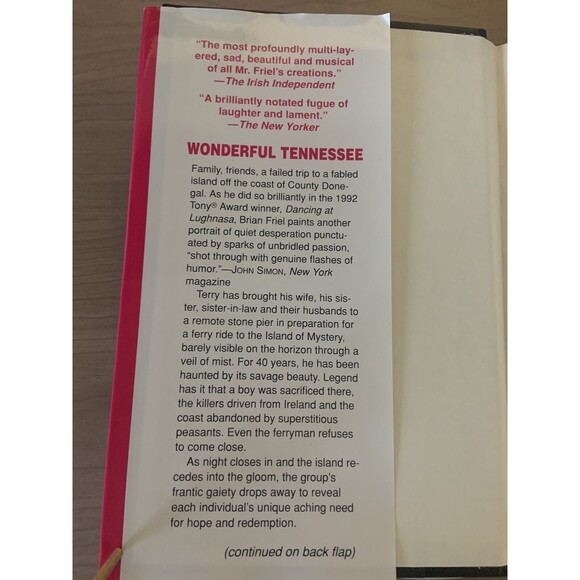 Wonderful Tennessee, by Brian Friel, 1993, Hardcover Dust Jacket Play Script - Picture 4 of 5